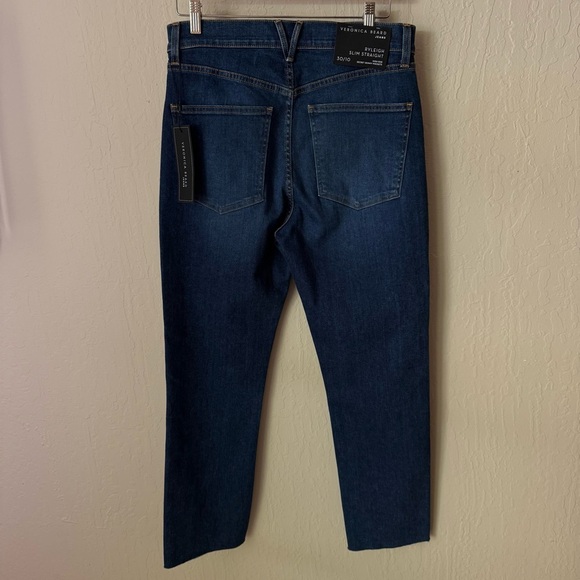 NWT VERONICA BEARD Ryleigh Slim
Straight High Rise Jeans Bright Blue Raw Hem 30 - Picture 9 of 16